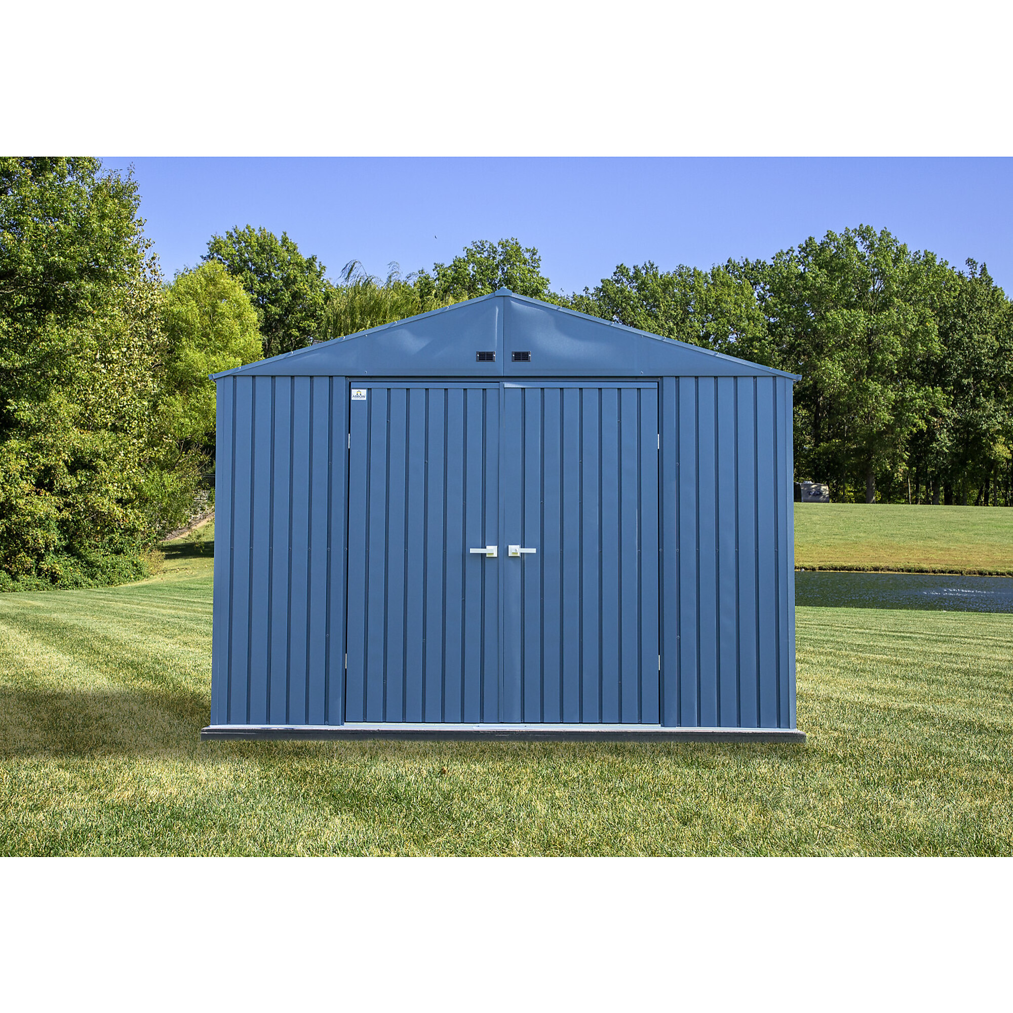 ShelterLogic Elite, Arrow Elite Steel Storage Shed, 10x12, Blue Grey, Frame Thickness 0 in, Center Height 7.6 ft, Canopy Material Steel, Model# EG1012BG
